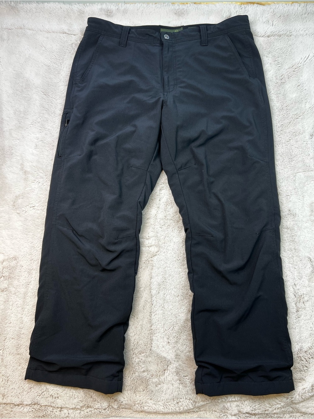 Eddie Bauer Pants Men 38x30 Black Hiking Cargo Fleece Lined Outdoors Outerwear